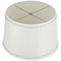 Springcrest White Medium Drum Lamp Shade with Crystal Trim 13" Top x 15" Bottom x 10" High x 10" Slant (Spider) Replacement