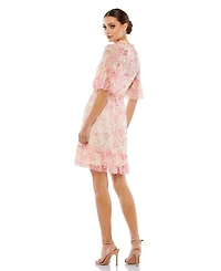 Women's Flounce Sleeve Embellished Dress