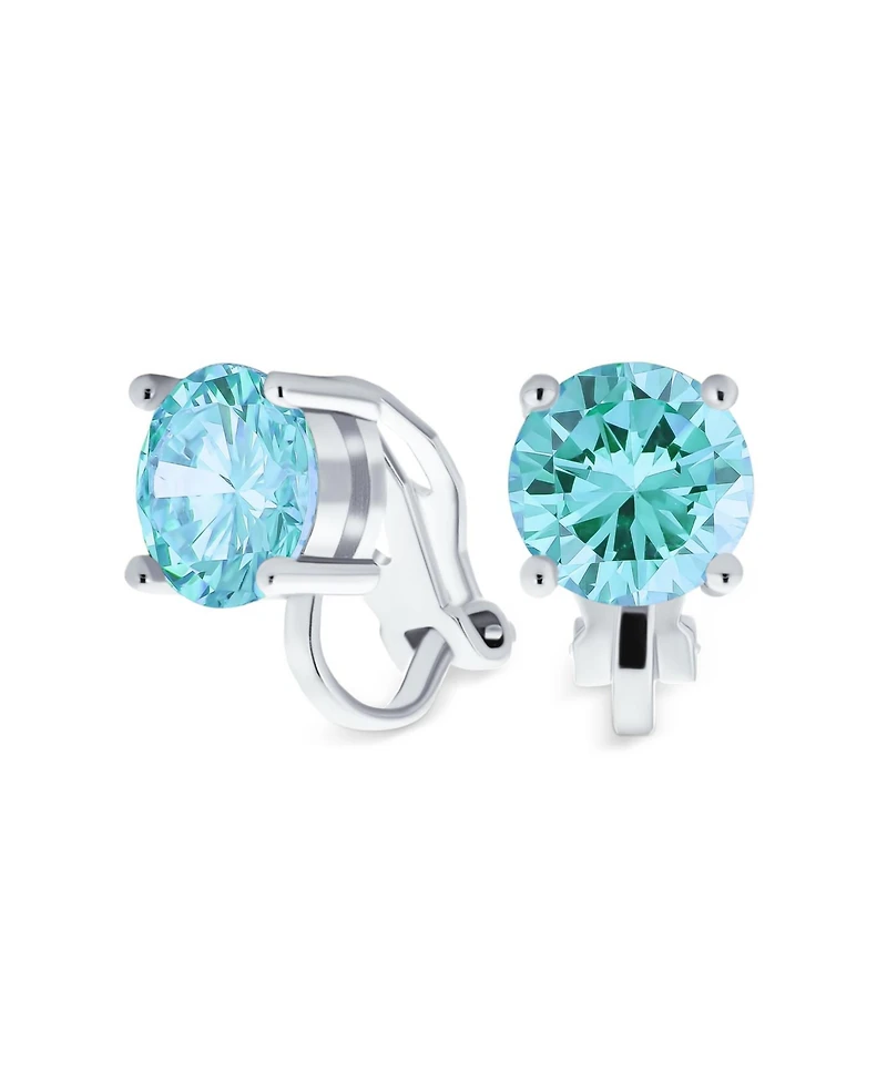 Bling Jewelry 2CT Solitaire Round Cubic Zirconia Cz Clip On Stud Earrings Non Piercing