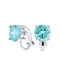 Bling Jewelry 2CT Solitaire Round Cubic Zirconia Cz Clip On Stud Earrings Non Piercing