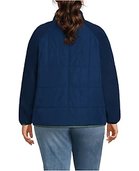 Lands' End Plus Mixed Media High Pile Fleece Jacket