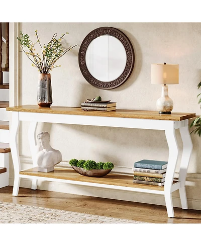 Tribesigns 70.9 Inches Extra Long Sofa Table Behind Couch, Vintage Console Entry Table with 2-Tier Storage for Hallway, Entryway, Living Room