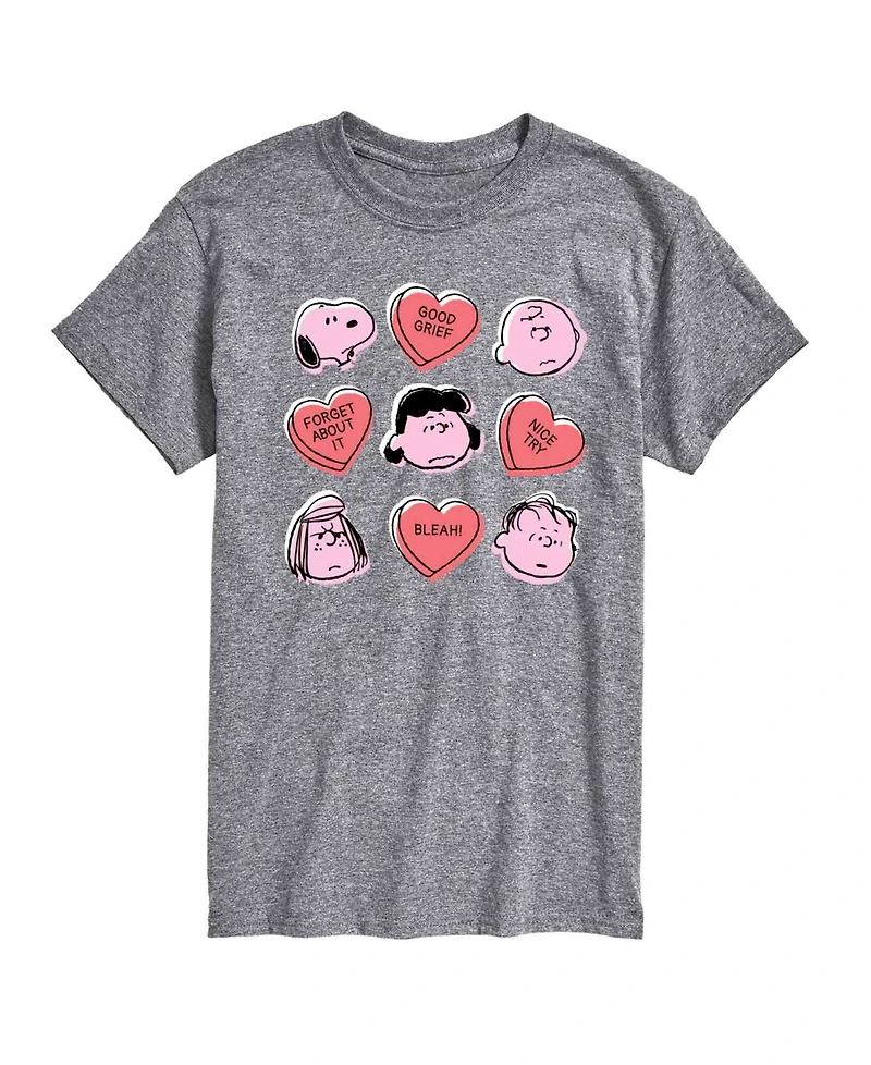 Airwaves Men's Peanuts Candy Hearts Short Sleeve T-Shirt