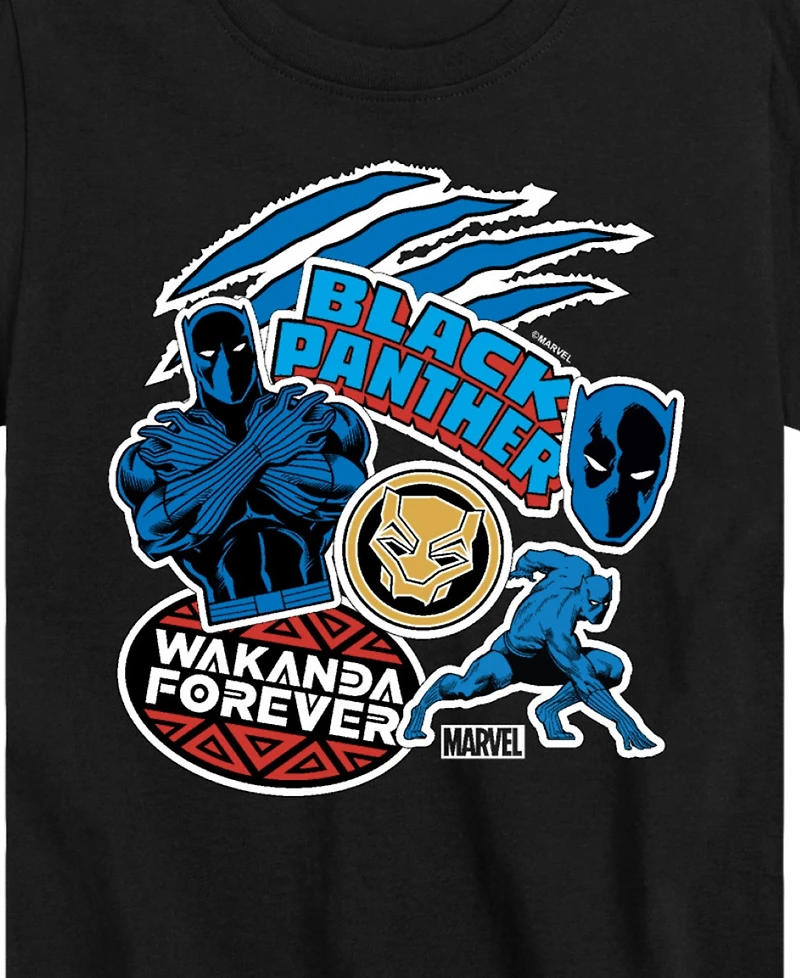 Black Panther Big Boys Stickers Graphic T-Shirt