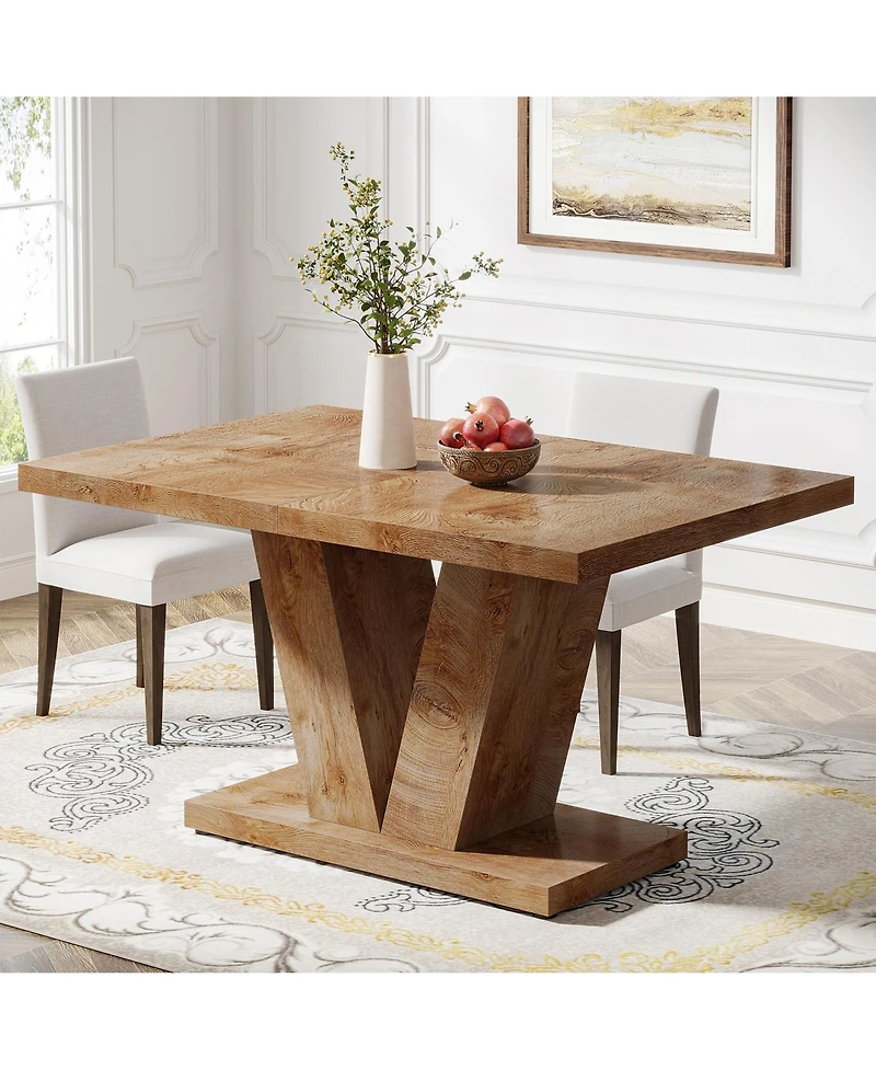 Tribesigns 47-Inch Dining Table for 4, Black Kitchen Dinner with Heavy Duty Pedestal, Farmhouse Wooden Eating Home, Room, Small