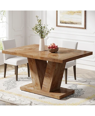 Tribesigns 47-Inch Dining Table for 4, Black Kitchen Dinner with Heavy Duty Pedestal, Farmhouse Wooden Eating Home, Room, Small