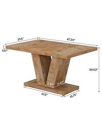 Tribesigns 47-Inch Dining Table for 4, Black Kitchen Dinner with Heavy Duty Pedestal, Farmhouse Wooden Eating Home, Room, Small