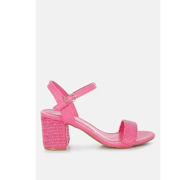 Tulata Raffia Pin Buckle Block Heels