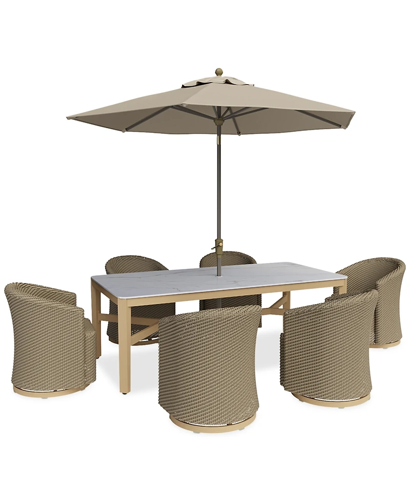 Reid Outdoor Dining 7pc Set (Rectangular Table & 6 Swivel Chairs), Created for Macy's