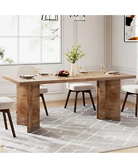 Tribesigns 63-inch Dining Table for 4-6, Farmhouse Kitchen Table with Large Tabletop, Rectangular Dinner Eating Table
