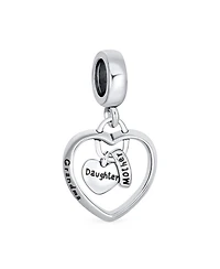 Bling Jewelry Bff Trio Hearts Dangle Charm Bead Grandma Sterling Silver European Bracelet