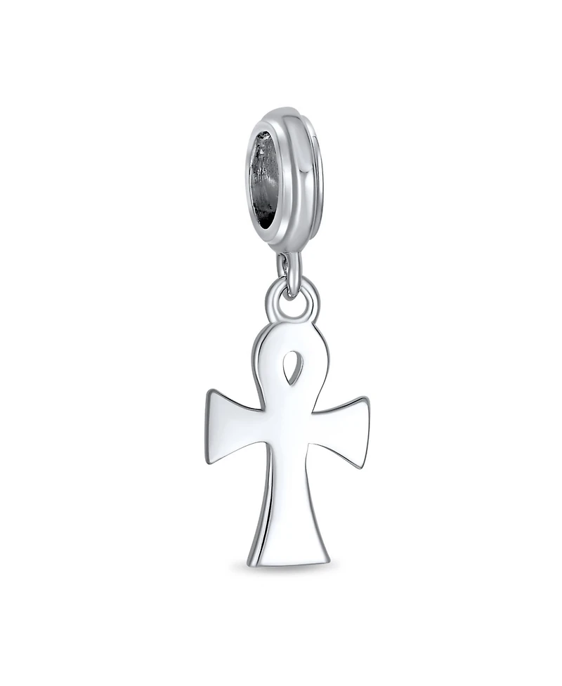 Bling Jewelry Egyptian Ankh Cross Dangle Charm Bead in Oxidized Sterling Silver Bracelets