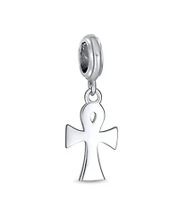 Bling Jewelry Egyptian Ankh Cross Dangle Charm Bead in Oxidized Sterling Silver Bracelets