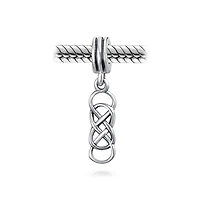 Bling Jewelry Romantic Celtic Love Knot Infinity Dangle Charm Bead Sterling Silver Bracelet