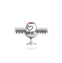 Bling Jewelry Sommelier Red Wine Glass Charm Bead with Cubic Zirconia European Bracelet