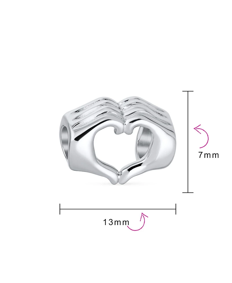 Bling Jewelry Bff Hand Sign Heart Symbol I Love You Charm Bead Sterling Silver Bracelet