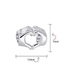 Bling Jewelry Bff Hand Sign Heart Symbol I Love You Charm Bead Sterling Silver Bracelet