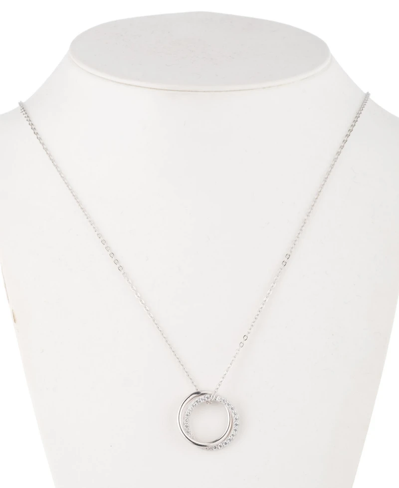 Lauren Ralph Lauren Sterling Silver Cubic Zirconia Pave Pendant Necklace, 16" + 3" extender