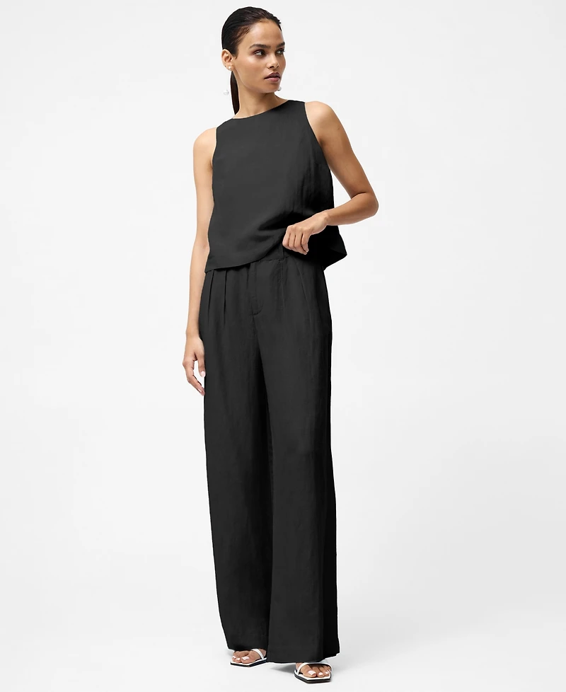 French Connection Women's Birdie Front-Pleat Wide-Leg Pants