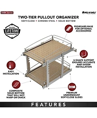 Rev-a-Shelf Two-Tier Solid Bottom Pullout Base Cabinet Organizer, 54BK-15SC-2-1