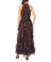 1.state Women's Halter Mock Neck Ruffled Maxi Dress