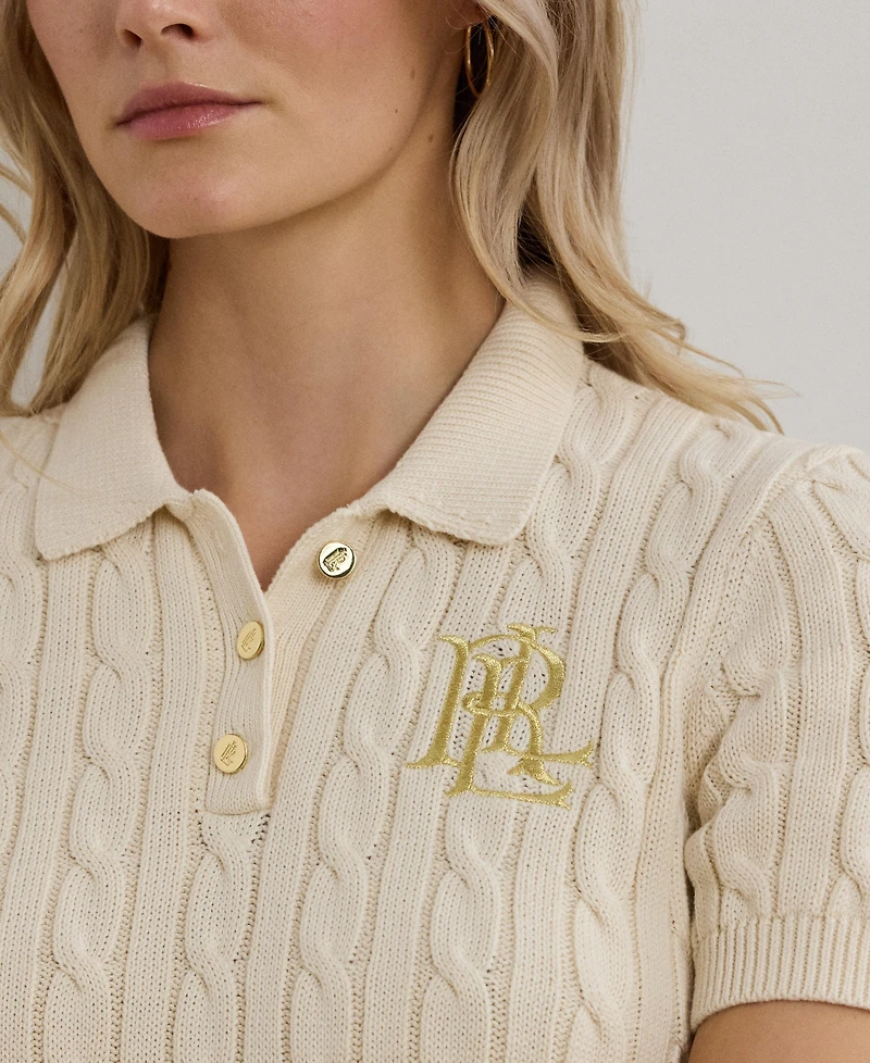 Lauren Ralph Women's Cable-Knit Polo Shirt