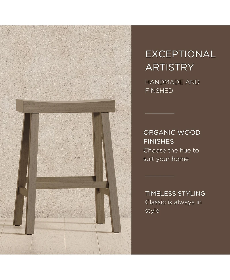Maven Lane Vincent Wooden Rustic Aesthetic Kitchen Counter Stool, Set of 2