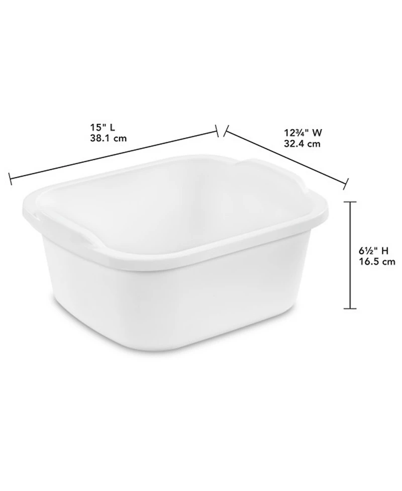 Sterilite 12 Quart Durable Reinforced Plastic Kitchen Dishpan w/ Handles, 8 Pack