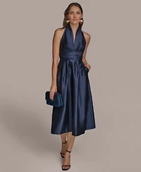 Donna Karan New York Womens A Line Halter Midi Dress