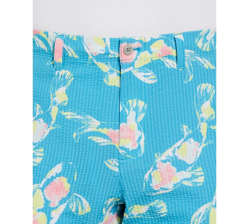 Pga Tour Men's Seersucker Watercolor Koi Fish Print 8" Golf Shorts