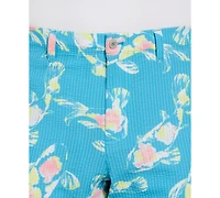 Pga Tour Men's Seersucker Watercolor Koi Fish Print 8" Golf Shorts