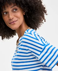 On 34th Women's Knit Easy Short-Sleeve Striped T-Shirt, Exclusively at Macy's