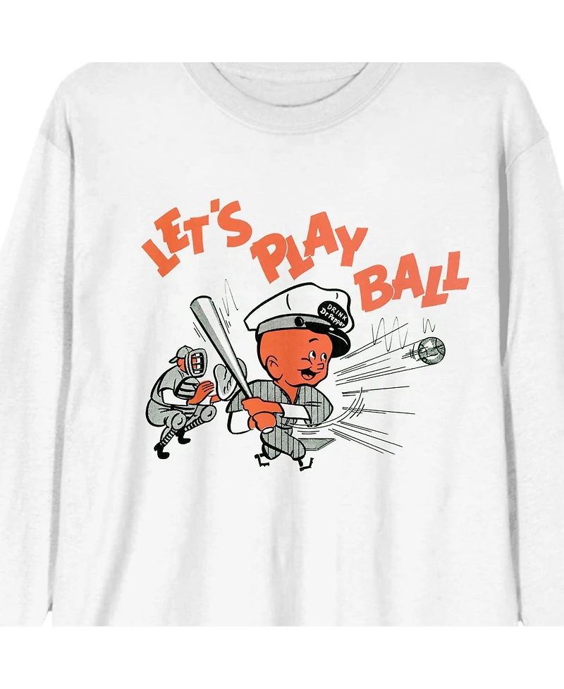 Dr. Pepper Men's Let's Play Ball Crew Neck Long Sleeve Tee