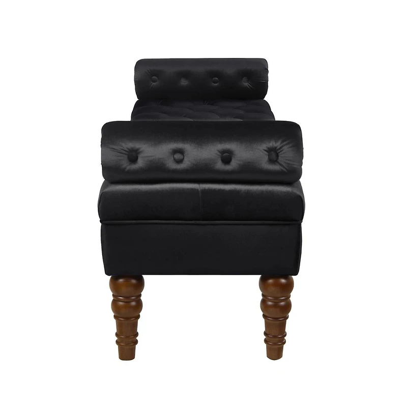 Velvet Tufted Bench for Bedroom, Living Room & Entryway, Window with Spindle Wooden Legs-The Pop Home