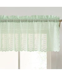 Hlc.me Sophia Floral Rod Pocket Lace Semi Sheer Voile Short Valance for Small Windows