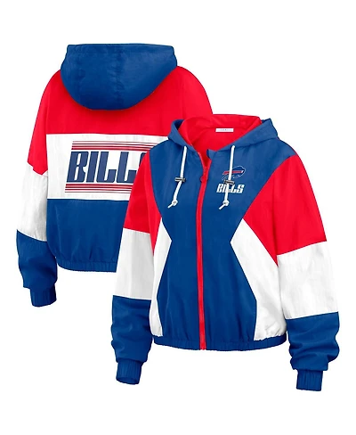 Wear by Erin Andrews Women's Royal/Red Buffalo Bills Plus Size Color Block Full-Zip Windbreaker Jacket