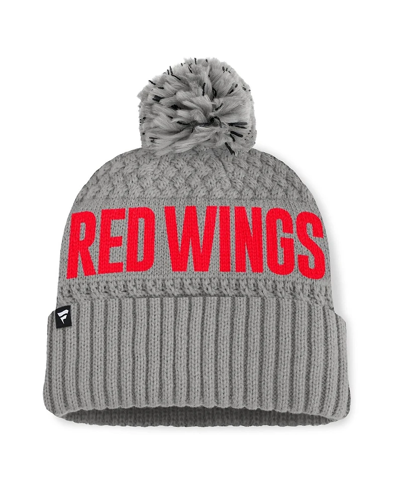 Fanatics Women's Gray Detroit Red Wings Heritage Tilly Cuffed Knit Hat with Pom