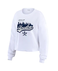 Wear by Erin Andrews Women's White Houston Astros Domestic Postcard Long Sleeve T-Shirt