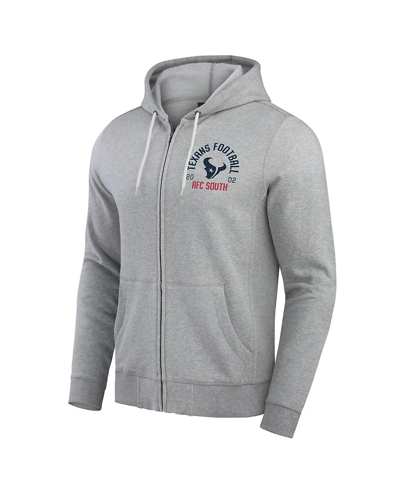 Darius Rucker Collection by Fanatics Men's Heather Gray Houston Texans Vintage Stripe Full-Zip Hoodie