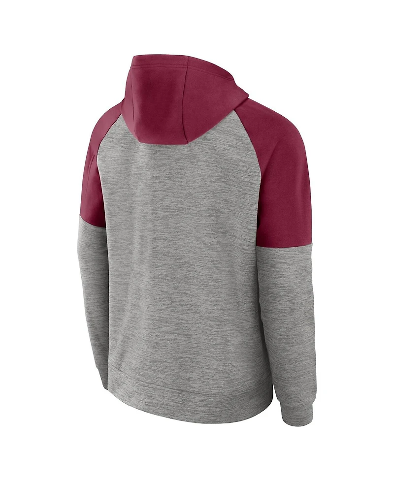 Nike Men's Heather Gray Florida State Seminoles Fitness Raglan Performance Full-Zip Hoodie