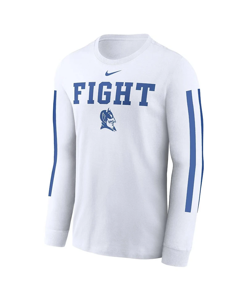 Nike Men's White Duke Blue Devils Local Spirit Slogan Long Sleeve T-Shirt