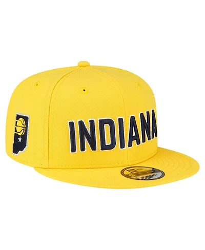 New Era Men's Gold Indiana Pacers Jersey Hook Statement Edition 9FIFTY Snapback Hat