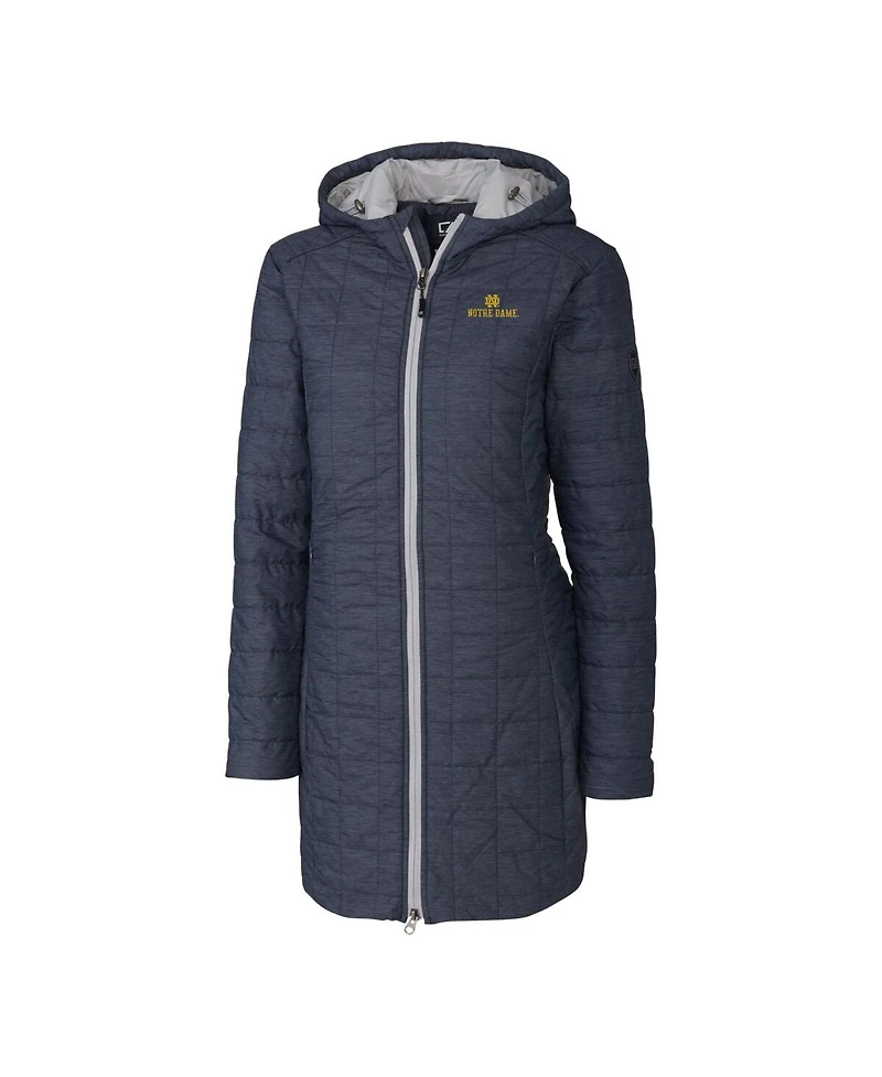 Cutter & Buck Women's Heather Navy Notre Dame Fighting Irish Rainier PrimaLoft Hooded Long Coat