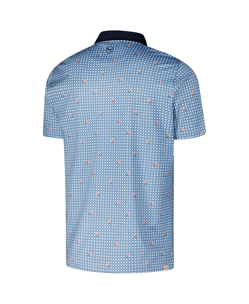 Puma Men's Blue Kentucky Derby Kentucky Derby Pique Gingham Polo