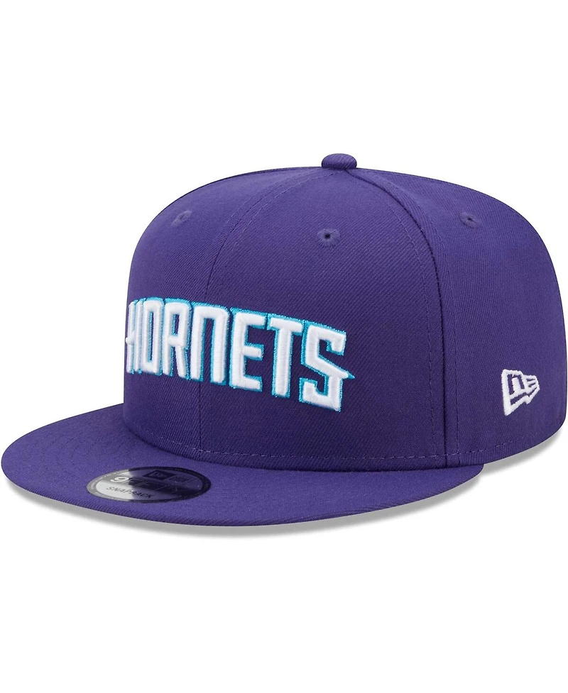 New Era Men's Purple Charlotte Hornets Jersey Hook Statement Edition 9FIFTY Snapback Hat
