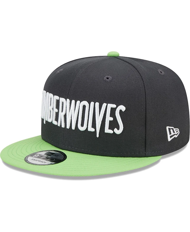 New Era Men's Charcoal/Green Minnesota Timberwolves Jersey Hook Statement Edition 9FIFTY Snapback Hat