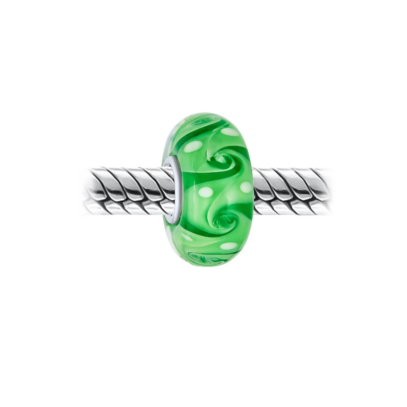 Bling Jewelry Murano Glass Charm Bead Green Red Blue Aqua Wave Swirl Spacer Bracelet