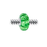 Bling Jewelry Murano Glass Charm Bead Green Red Blue Aqua Wave Swirl Spacer Bracelet