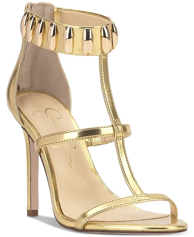 Jessica Simpson Women's Juniya T-Strap Studded Stiletto Sandals