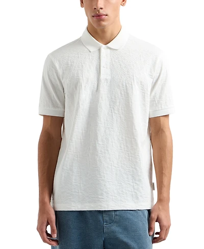 A|X Armani Exchange Men's Classic Fit Short Sleeve Allover Label Polo Shirt